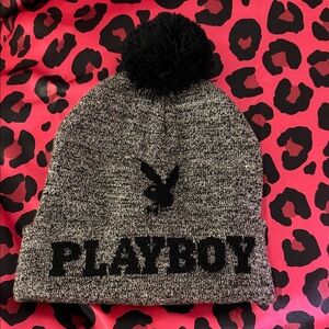 PLAYBOY Charcoal and Black Knit Beanie